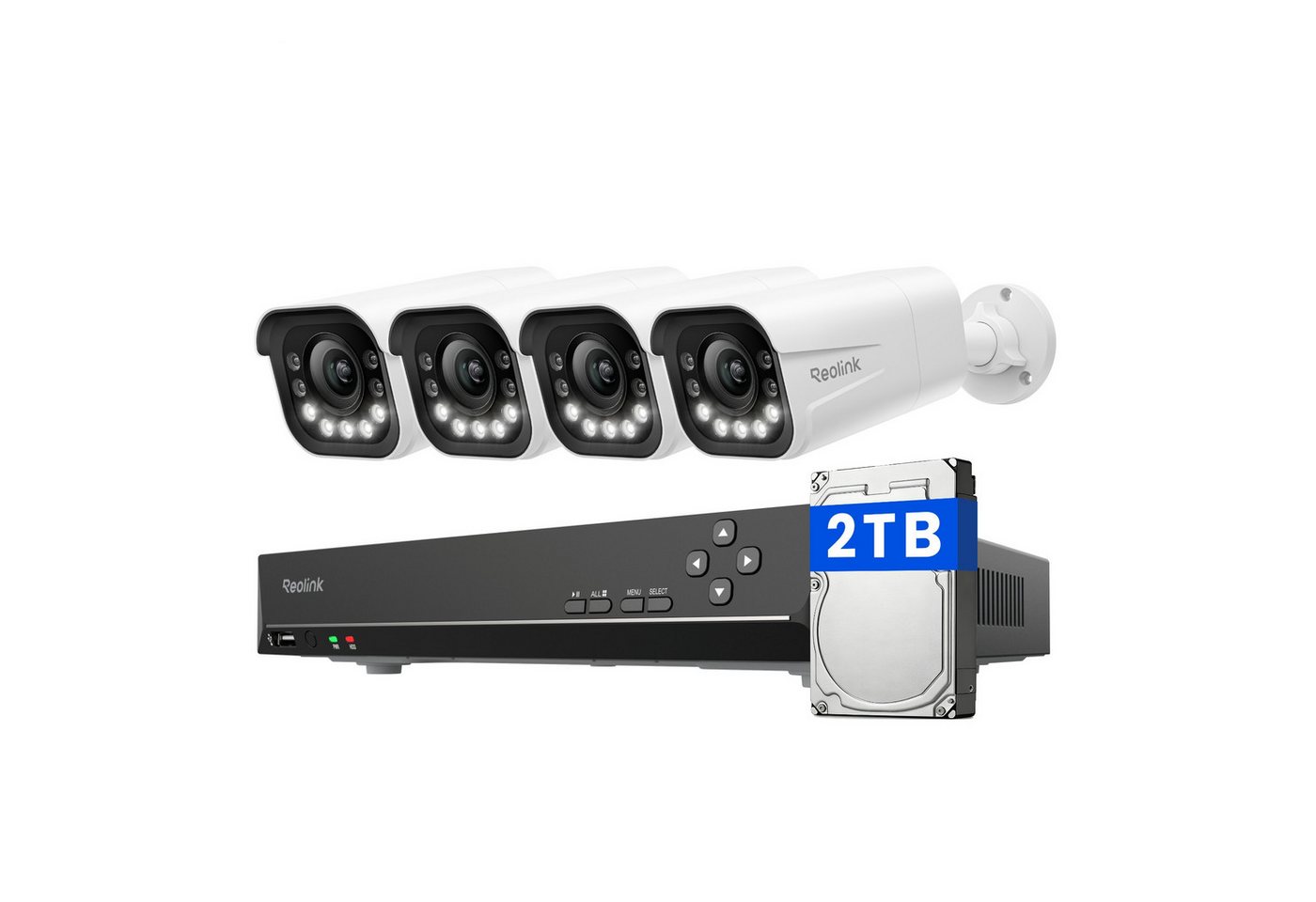 Reolink Überwachungskamera 8MP 4K PoE Sicherheitssystem mit Smart-Erkennung (Innenbereich, Außenbereich, 4X 8MP PoE IP Kamera und 2TB HDD 8CH NVR, 24/7 Videoüberwachung,IP66 Wetterschutz,Personener-Fahrzeugerkennung) Bild 4