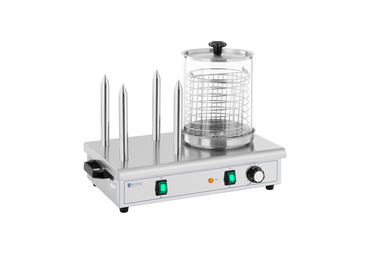 Royal Catering Hotdog-Maker Hot Dog Maschine 30 Würste Wärmer Bockwurstwärmer 4 Spieße Gastro, 550 W, verschiedene Produktvarianten Bild 2
