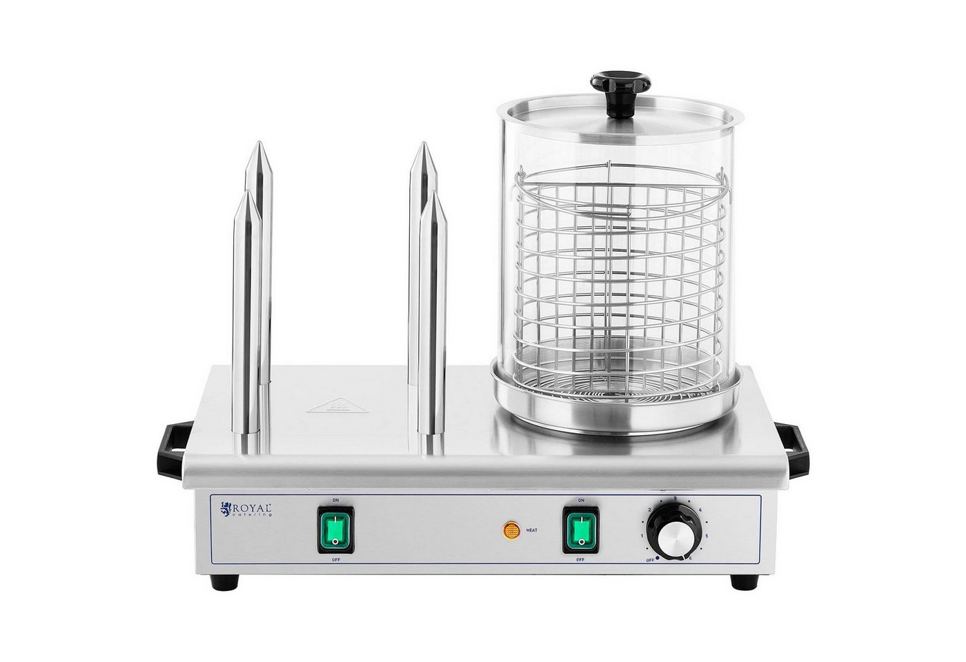 Royal Catering Hotdog-Maker Hot Dog Maschine 30 Würste Wärmer Bockwurstwärmer 4 Spieße Gastro, 550 W, verschiedene Produktvarianten Bild 3
