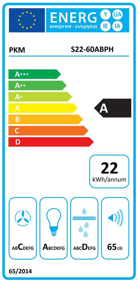 PKM Wandhaube S22-60ABPH Schräghaube Randabsaugung 60 cm Schwarz Energieklasse A Bild 4