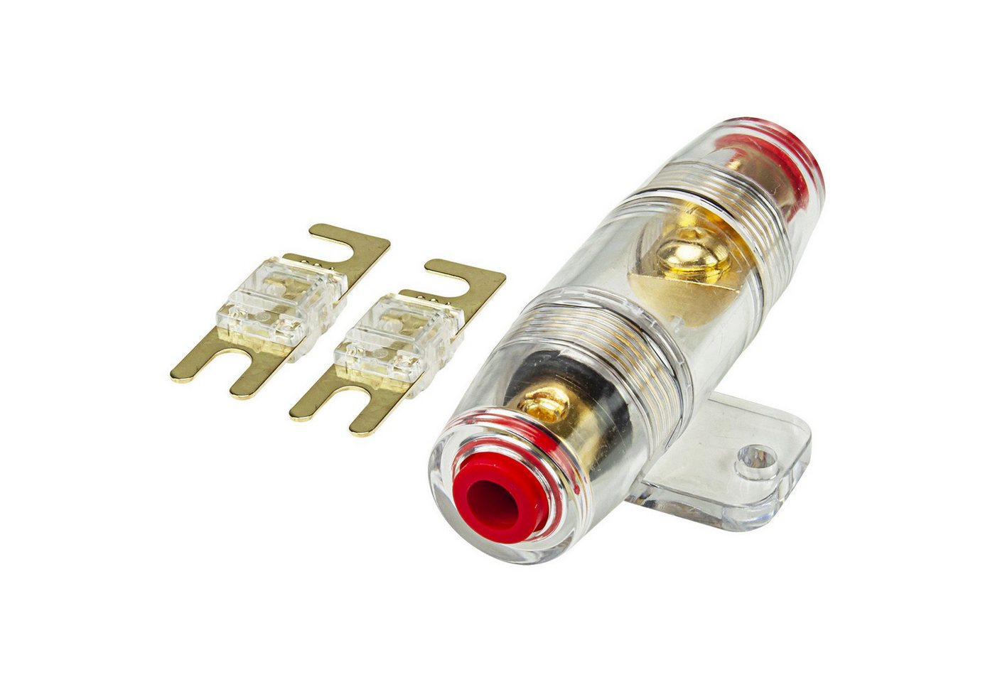 tomzz Audio Kfz-Sicherungshalter Mini ANL Sicherungshalter transparent für Kabel bis 25qmm + 2 x 80A Si