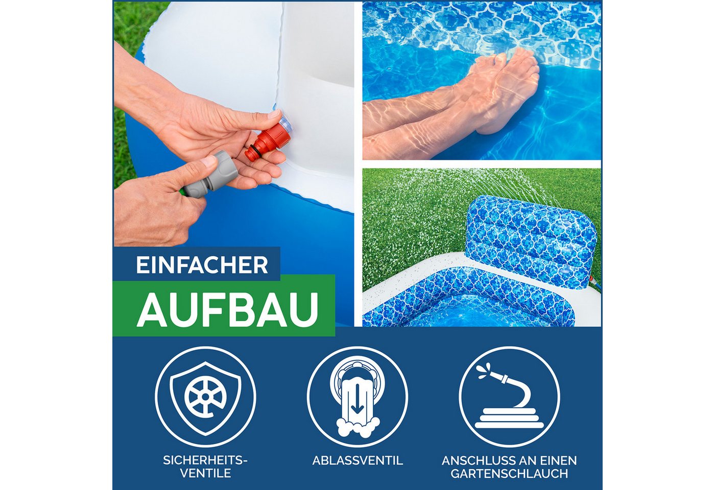 Bestway Planschbecken Waterfall Oasis™, (Packung, 1-tlg., Inkl. integriertem Wassersprinkler), 229 x 152 x 96 cm Bild 2