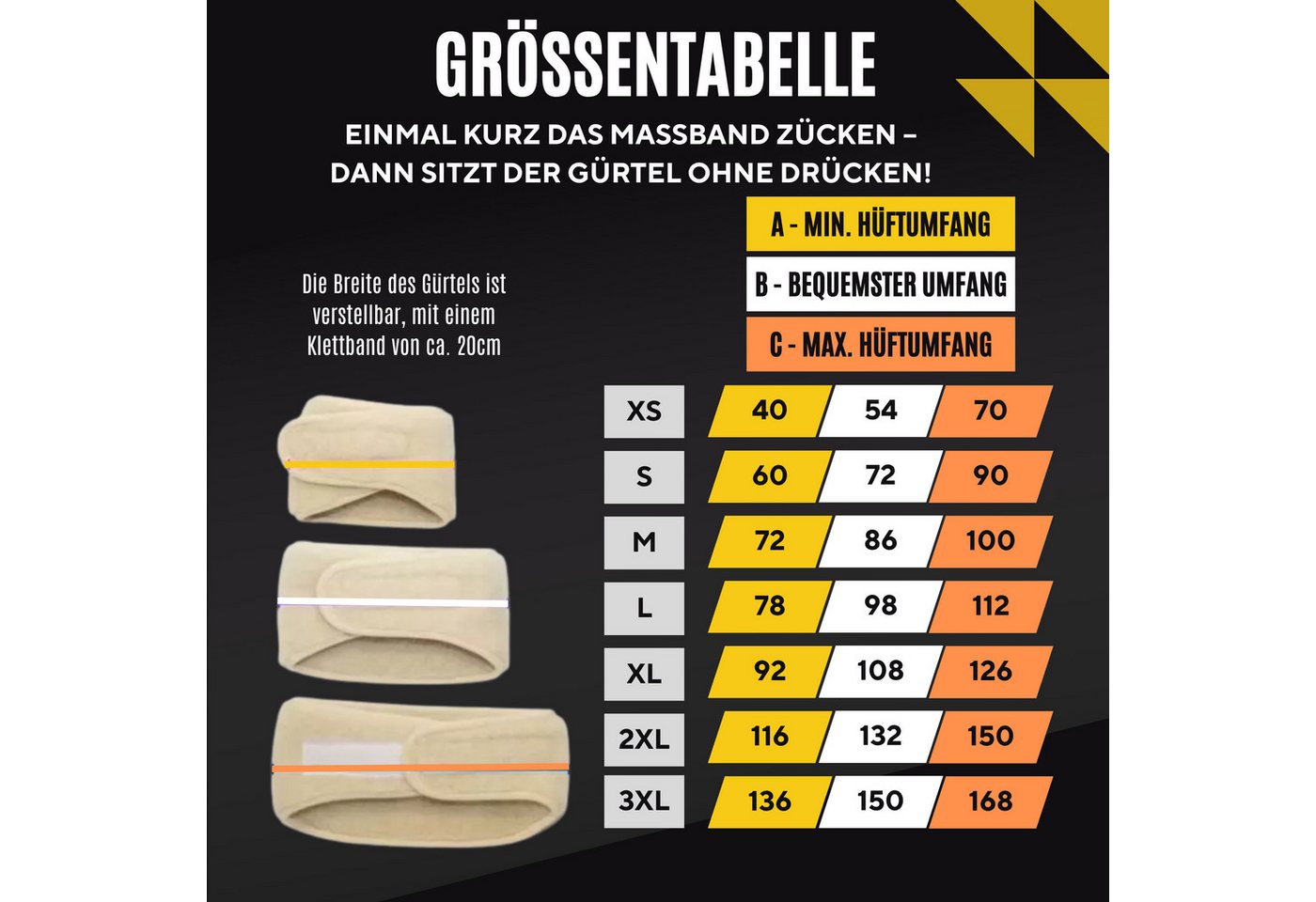 Seniori Nierengurt Nierenwärmer mit 60 % Wolle XS- 3XL Wärmegürtel für Rücken & Nieren, Nierengurt_S Bild 3