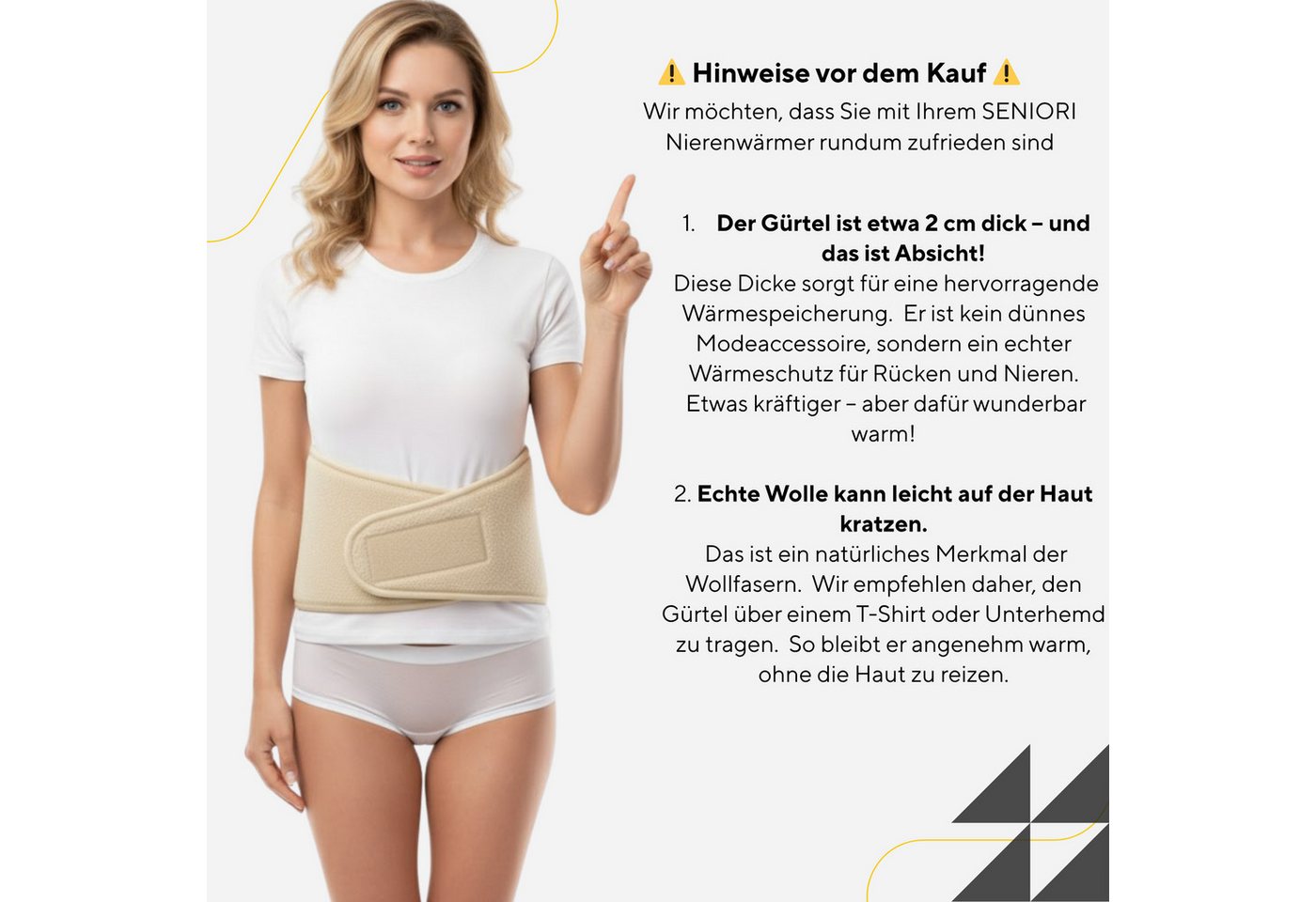 Seniori Nierengurt Nierenwärmer mit 60 % Wolle XS- 3XL Wärmegürtel für Rücken & Nieren, Nierengurt_S Bild 4