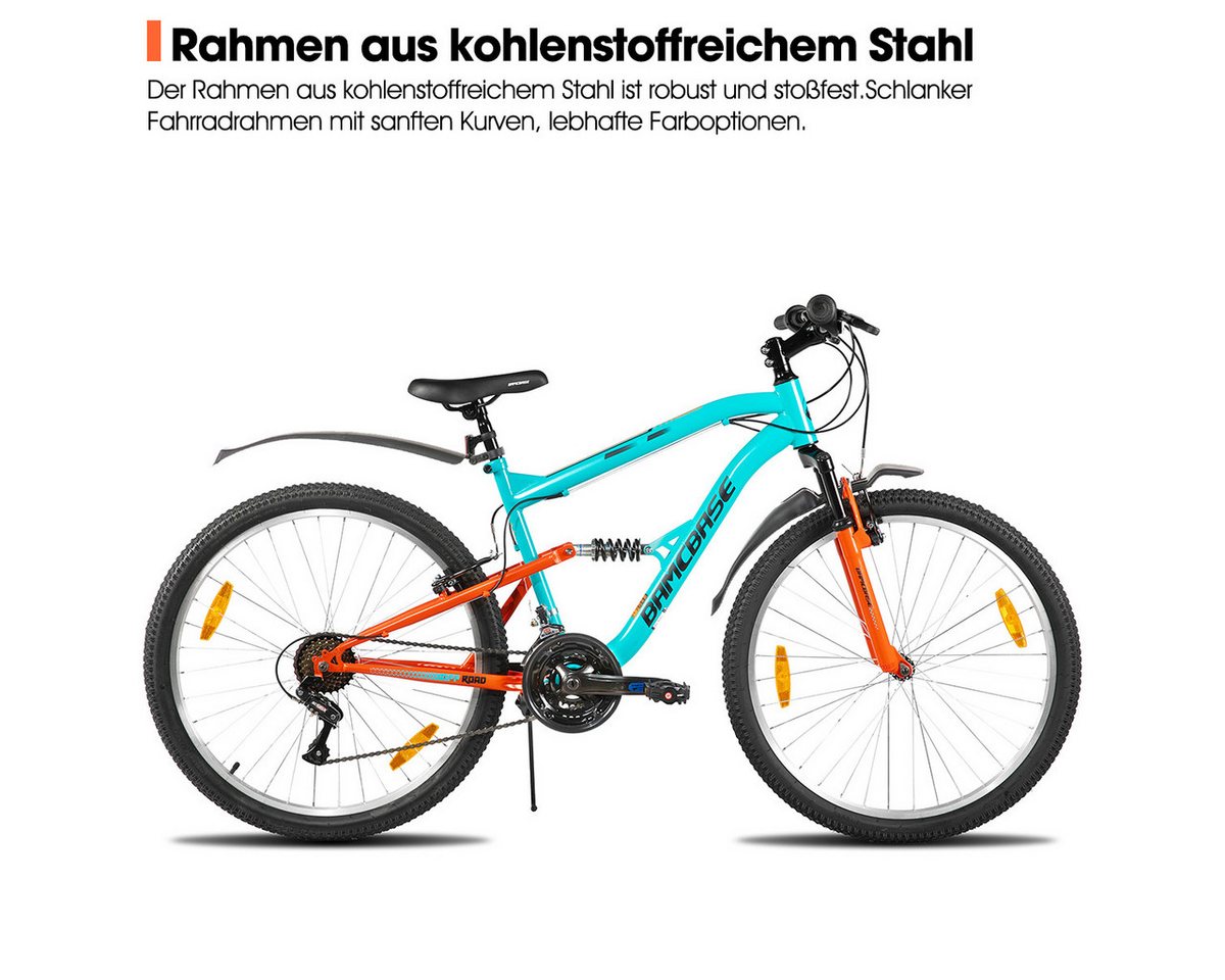 HILAND Mountainbike 26 Zoll Vollfederung Mountainbike Herren & Damen, Offroad & Stadt, Mit 18-Gang-Schaltung, Federgabel und vollgefedertem Rahmen, Kotflügel Bild 4