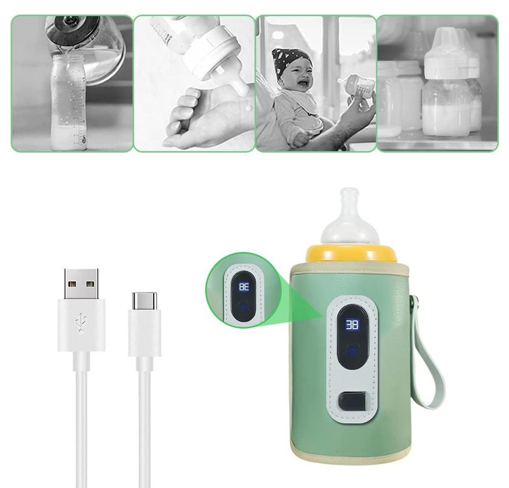 Coonoor Babyflaschenwärmer Tragbarer Baby Flaschenwärmer,USB Flaschenwärmer, Einstellbare Temperatur Babyflaschenwärmer