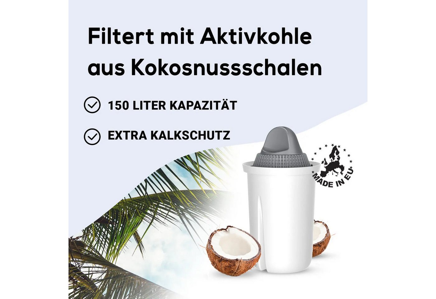 PerloPur Kalk- und Wasserfilter Filterkartuschen Classic Protect+ Pack 12 für extra Kalkschutz, Zubehör für Brita Classic u. PearlCo Classic