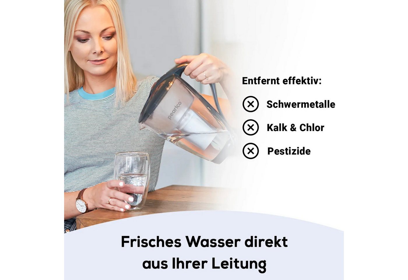 PerloPur Kalk- und Wasserfilter Filterkartuschen Classic Protect+ Pack 12 für extra Kalkschutz, Zubehör für Brita Classic u. PearlCo Classic Bild 3