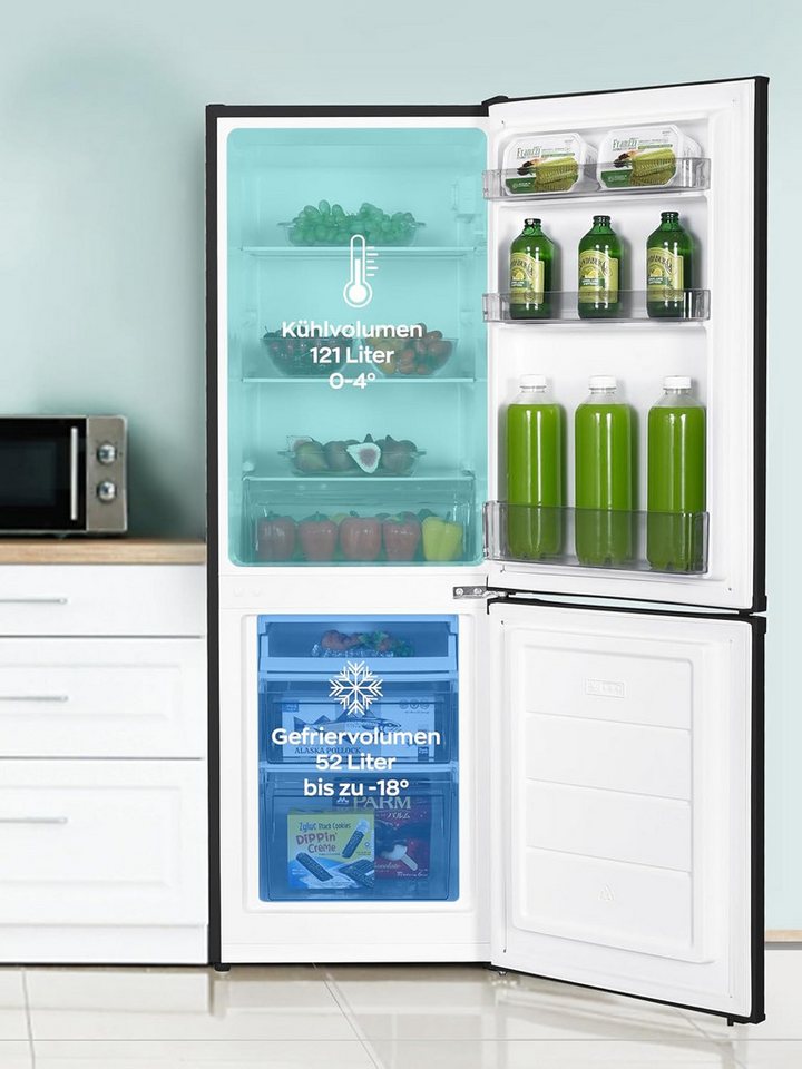 Heinrich´s Kühl-/Gefrierkombination HKS 3291 SW, 142.5 cm hoch, 49.5 cm breit, Kühlschrank 121 L Gefrierschrank 52 L Freezer Kühlgefrierschrank Bild 4