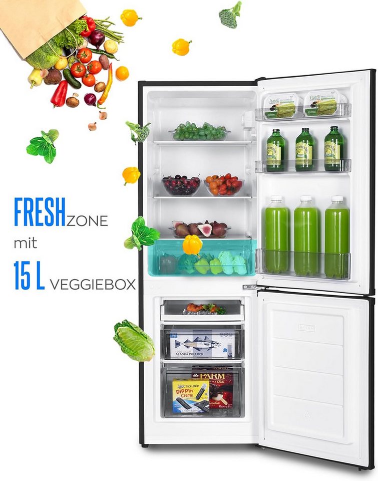 Heinrich´s Kühl-/Gefrierkombination HKS 3291 SW, 142.5 cm hoch, 49.5 cm breit, Kühlschrank 121 L Gefrierschrank 52 L Freezer Kühlgefrierschrank Bild 5