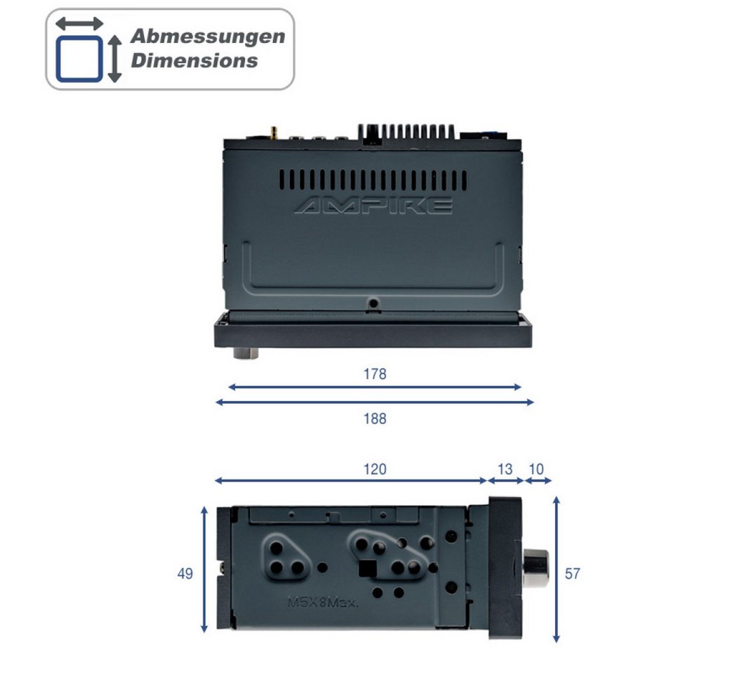 Ampire AMPIRE CPR60 1-DIN Radio mit CarPlay / Android Auto Autoradio Bild 3