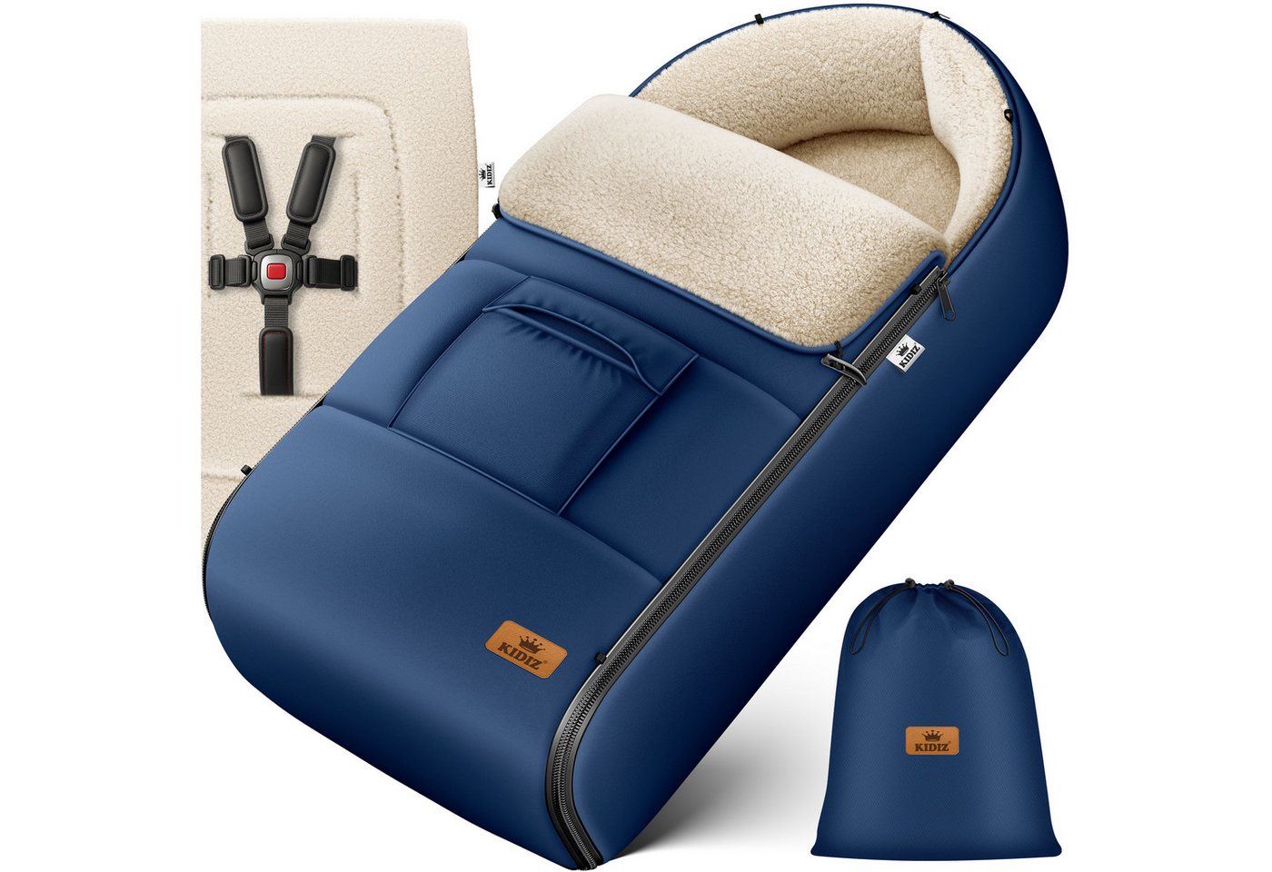 KIDIZ Fußsack Winterfußsack gefüttert, mit weichem Fleece gefüttert, für Kinderwagen, Autositz & Buggys Bild 2