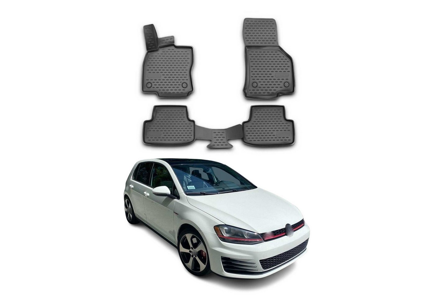 OMAC Auto-Fußmatten für VW Golf VII 2012-2019 Gummimatten Schwarz 4 tlg (4 St), für VW Golf VII 2012-2019 VW Golf VII 2012-2019, Antirutsch,Wasserfest,Einfache Installation Bild 4
