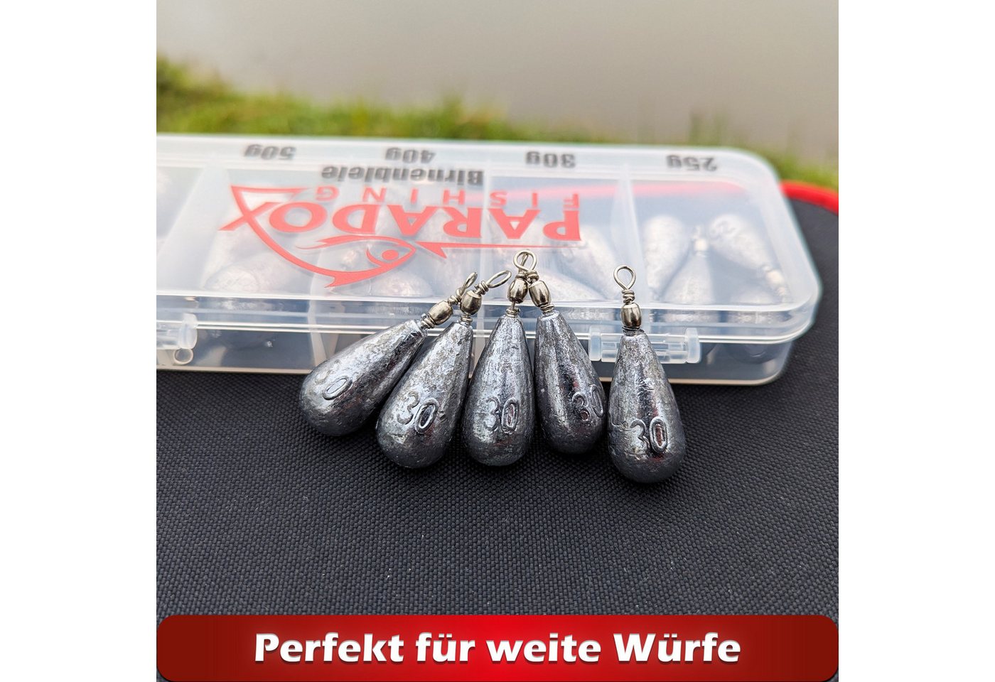 Paradox Fishing Angelgewicht Birnenblei Set, integrierter Wirbel Bild 2