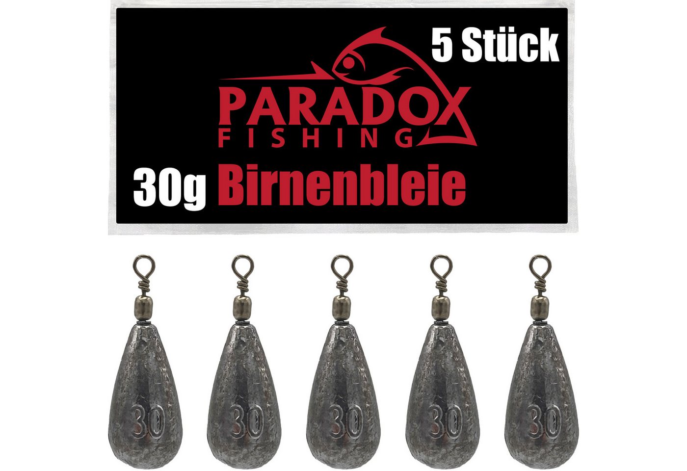 Paradox Fishing Angelgewicht Birnenblei Set, integrierter Wirbel Bild 3