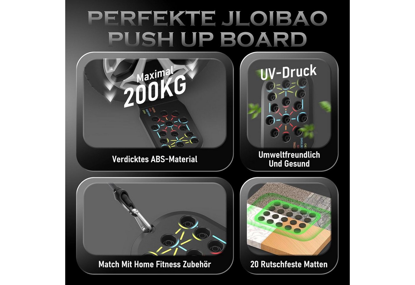 AFKSMILE Liegestützgriffe Liegestützbrett, Push Up Board, Faltbare Liegestützgriffe für Zuhause (5-St), Fitnessgeräte für Krafttraining Zuhause,Übungshilfe Push Up Bar Griffe Bild 4