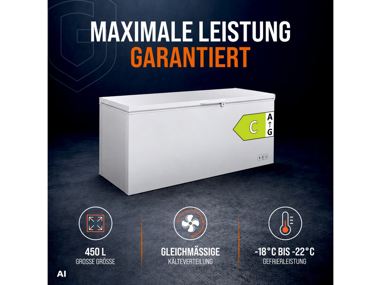 GastroHero Gefriertruhe Tiefkühltruhe ECO 550, 450L, Klappdeckel, abschließbar, Gastro TKTE550, 153.5 cm breit, Energieeffizienzklasse C, 4 Transportrollen, 2 Körbe, Gefriertruhe Bild 3