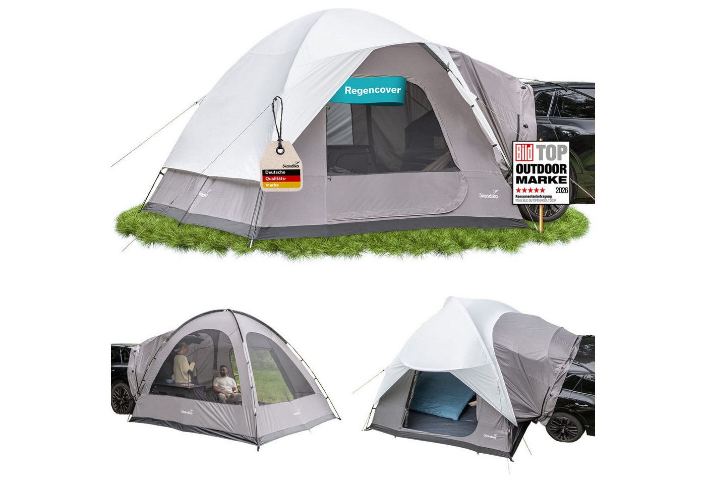 Skandika Buszelt Heckzelt Pitea SUV Protect, für Auto, CUV, Bus, Minivan, freistehend, Personen: 4 (Transporttasche, recyceltes Material, Haken für Campinglampe), eingenähter Zeltboden, 2,2 m Stehhöhe, wasserfest, 5000mm Wassersäule Bild 2