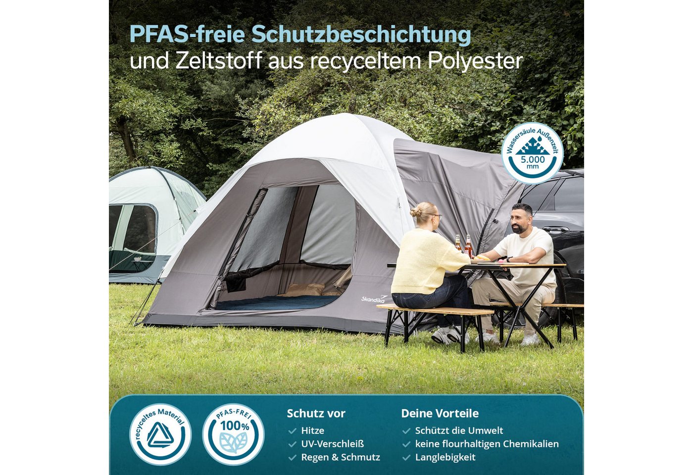 Skandika Buszelt Heckzelt Pitea SUV Protect, für Auto, CUV, Bus, Minivan, freistehend, Personen: 4 (Transporttasche, recyceltes Material, Haken für Campinglampe), eingenähter Zeltboden, 2,2 m Stehhöhe, wasserfest, 5000mm Wassersäule Bild 4
