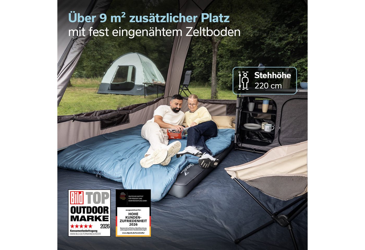 Skandika Buszelt Heckzelt Pitea SUV Protect, für Auto, CUV, Bus, Minivan, freistehend, Personen: 4 (Transporttasche, recyceltes Material, Haken für Campinglampe), eingenähter Zeltboden, 2,2 m Stehhöhe, wasserfest, 5000mm Wassersäule Bild 5