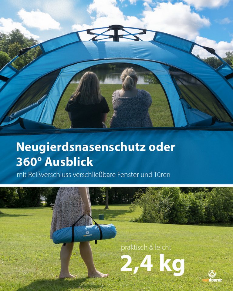 outdoorer Strandmuschel Sun Snapper Alu Air - Wind- & Sonnenschutz für Garten, Meer & See, Personen: 3, Quick-up-Strandmuschel mit UV 80-Schutz, Windschutz & Alu-Gestänge Bild 2