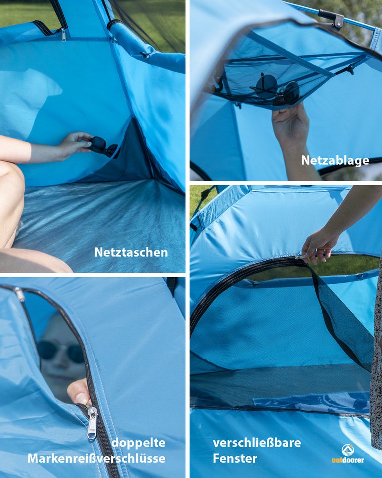 outdoorer Strandmuschel Sun Snapper Alu Air - Wind- & Sonnenschutz für Garten, Meer & See, Personen: 3, Quick-up-Strandmuschel mit UV 80-Schutz, Windschutz & Alu-Gestänge Bild 3