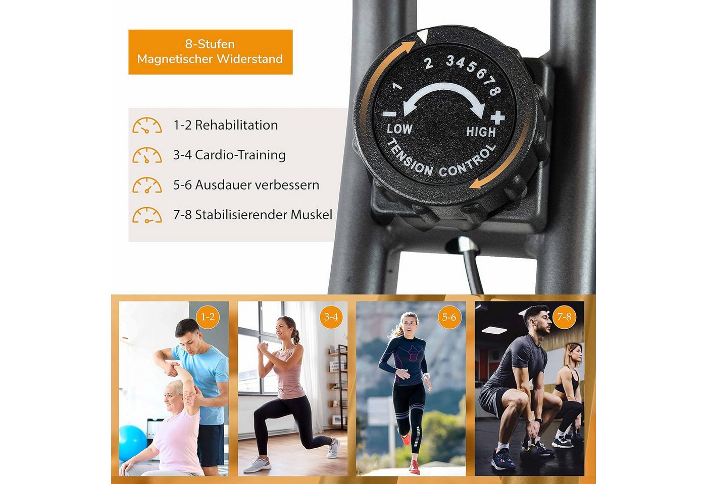 Fjoerdesports Liege-Heimtrainer Faltbarer Fahrradtrainer, Heimtrainer LCD Trainingscomputer Bild 3