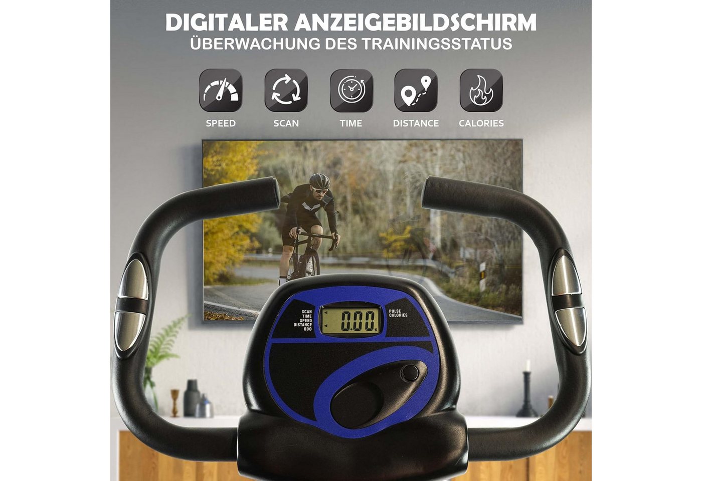 Fjoerdesports Liege-Heimtrainer Faltbarer Fahrradtrainer, Heimtrainer LCD Trainingscomputer Bild 5