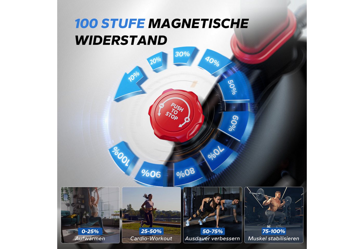 MERACH Heimtrainer Magnetwiderstand heimtrainer fahrrad, stationäres fahrrad für zu hause (Smart hometrainer mit LCD Display, Bluetooth, 1-tlg., Zwift & Kinomap App, Tablet-Halterung), 100 stufenloser Magnetwiderstand, extrem leise, bis 136 KG Bild 4