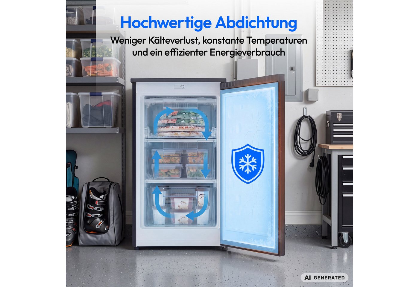 Medion® Gefrierschrank MD370018, 84.5 cm hoch, 54.9 cm breit, 85 L Nutzinhalt, 3 Türfächer, Energieklasse C Bild 5