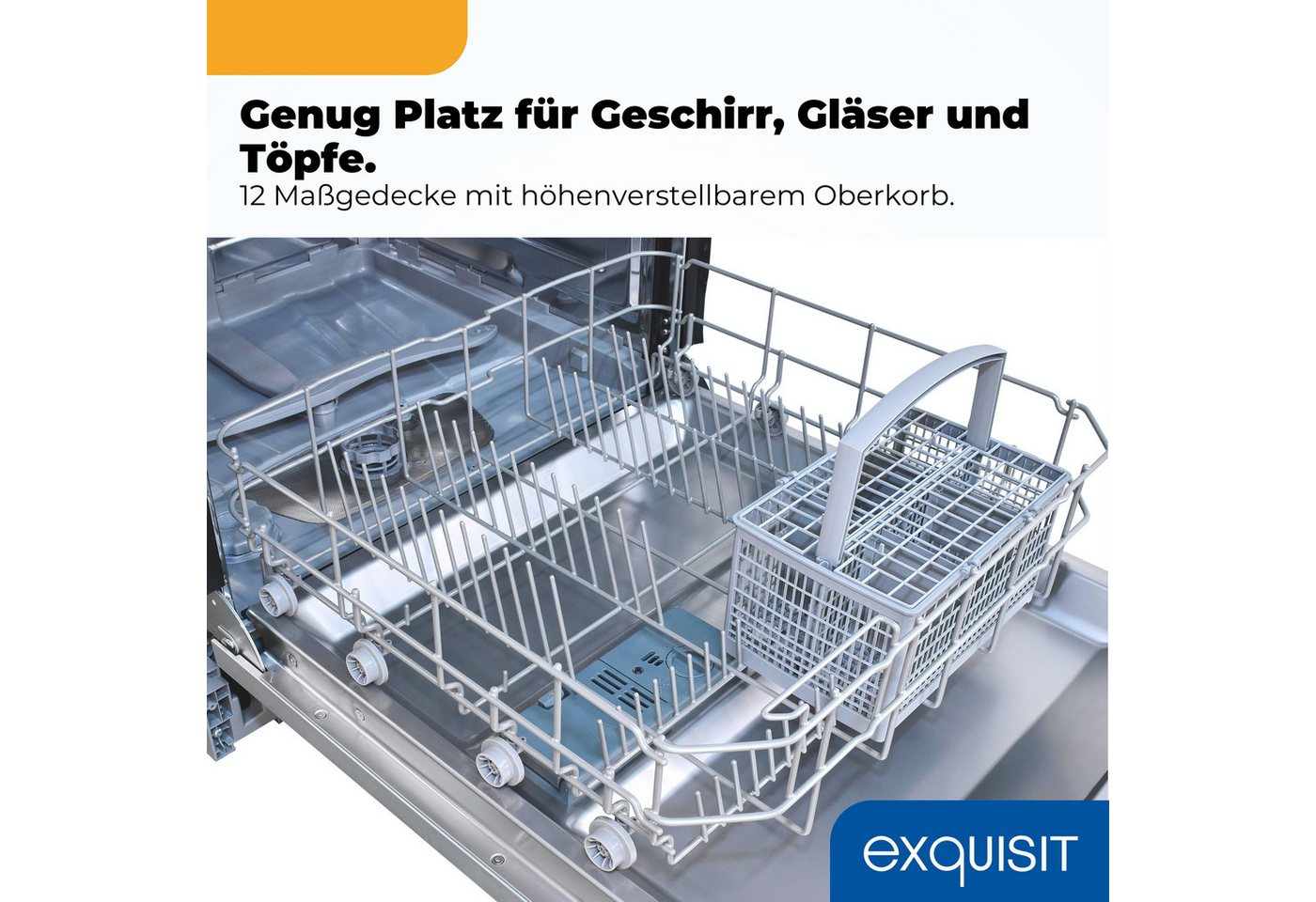exquisit teilintegrierbarer Geschirrspüler EGSP56312-EB-030E, 11 l, 12 Maßgedecke, LED-Anzeige, höhenverstellbare Füße, Kindersicherung Bild 2