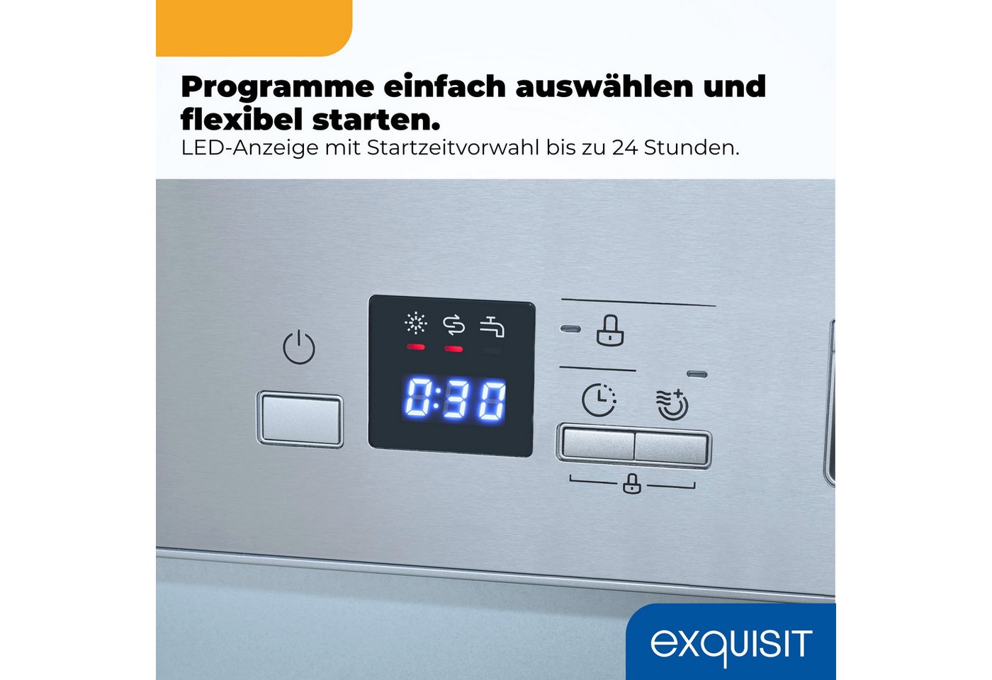 exquisit teilintegrierbarer Geschirrspüler EGSP56312-EB-030E, 11 l, 12 Maßgedecke, LED-Anzeige, höhenverstellbare Füße, Kindersicherung Bild 5