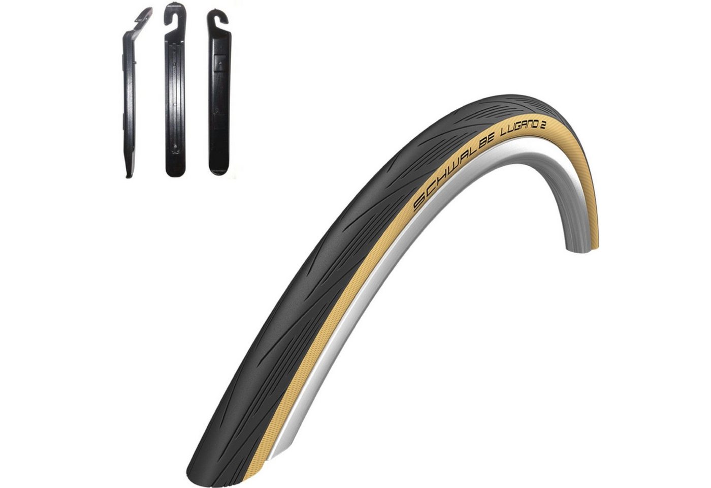 maxxi4you Fahrradreifen 1 x Schwalbe Lugano 2 700 x 25C Schwarz/Classic inkl. Reifenheber