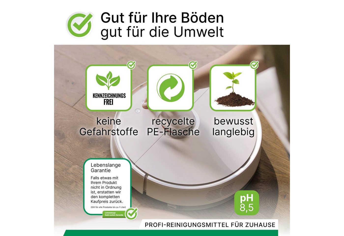 BiOHY Hartbodenreiniger Wischroboter Reinigungsmittel für Reinigungsstationen 2er Pack...