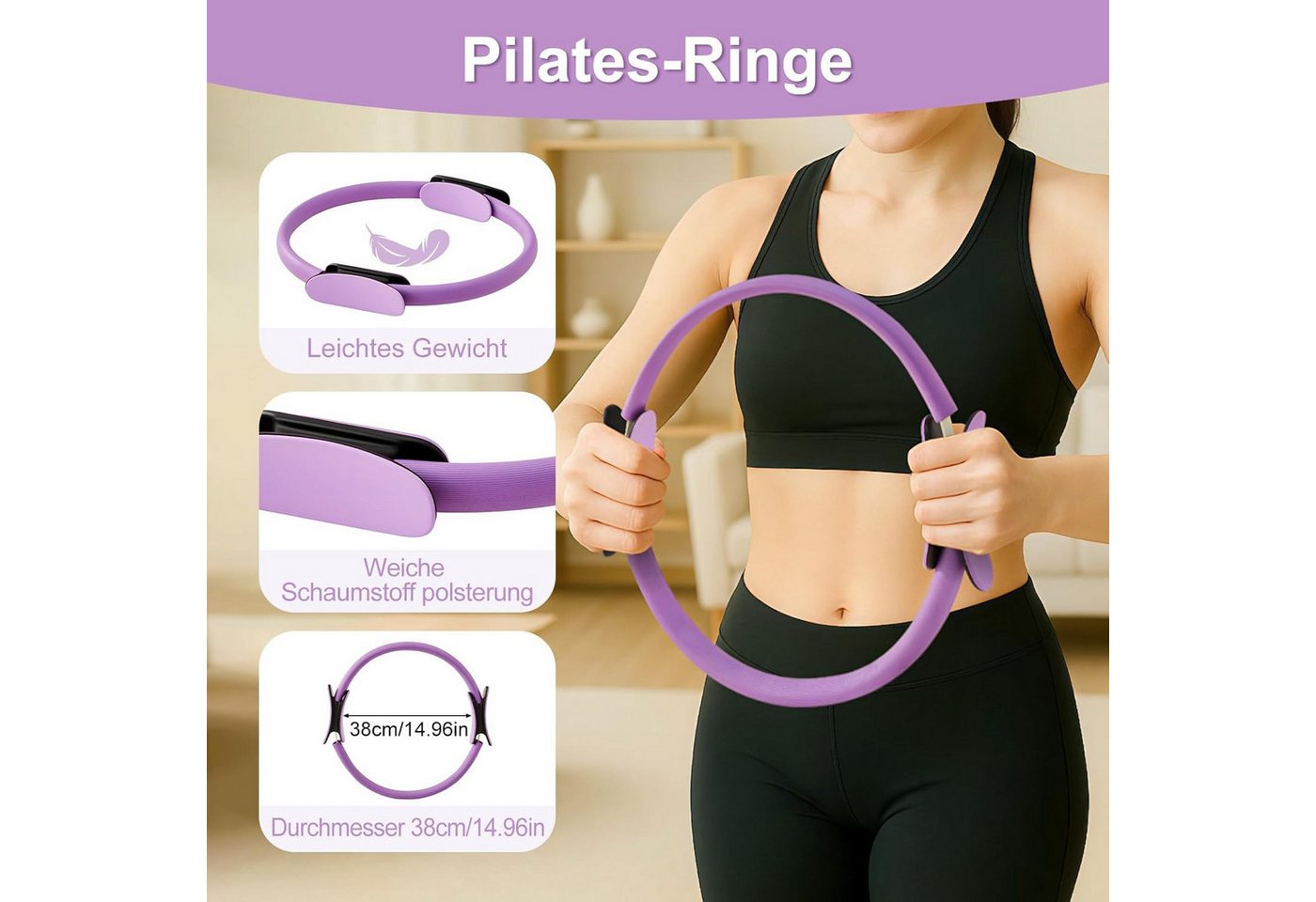 Youyijia Rückenstrecker 14 Zoll Pilates Ring Set Magic Circle Mit Doppelt Gepolsterten Bild 2