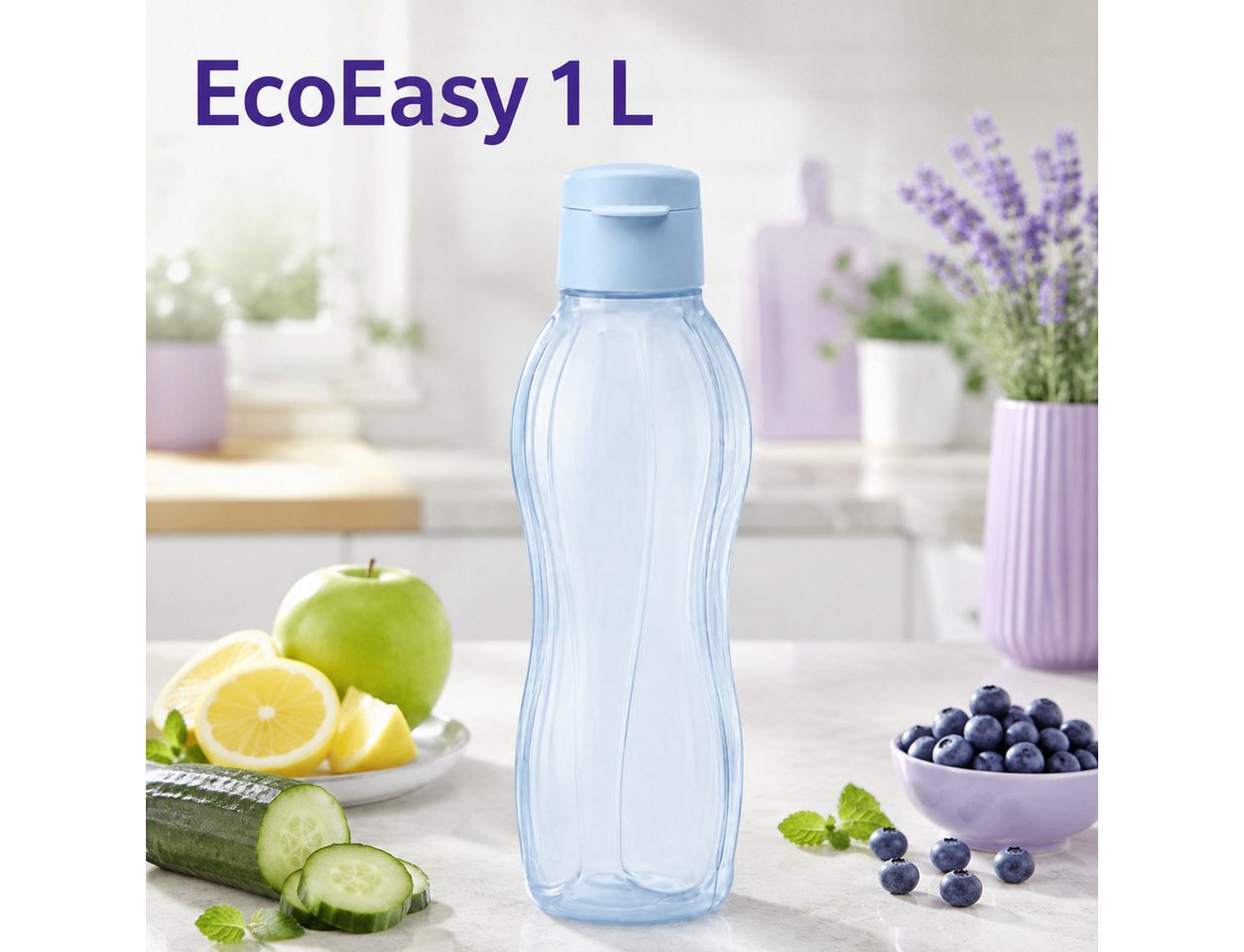 TUPPERWARE Trinkflasche Tupperware EcoEasy Trinkflasche 1 Liter in hellbau