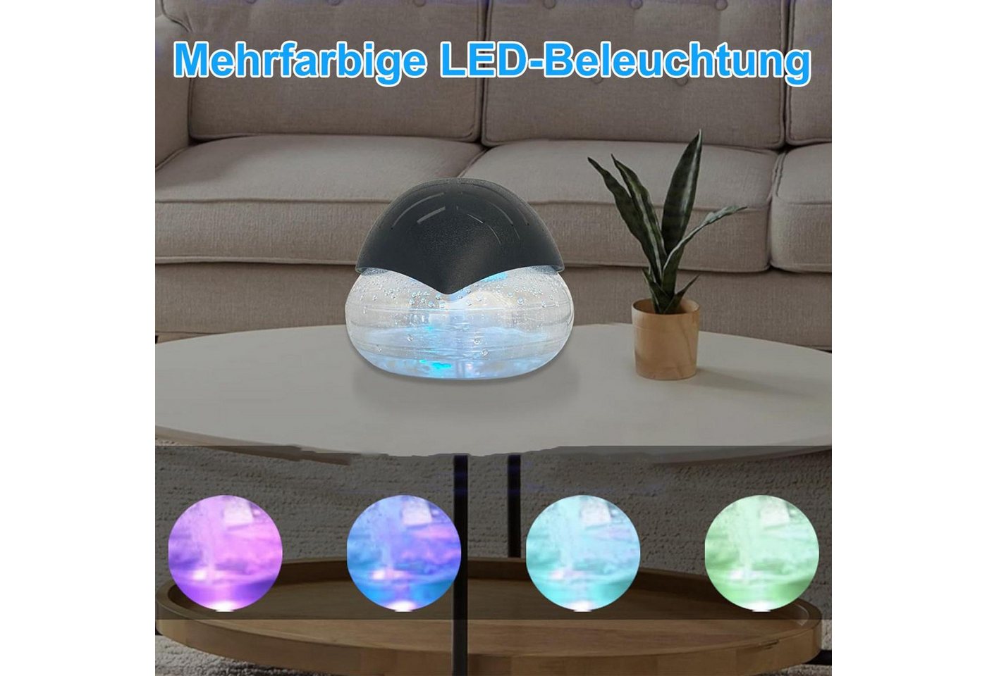 FELIXLEO Elektrostatik-Luftreiniger Wasserbasierter Luftreiniger mit Luftbefeuchtung 12h LED Schwarz Bild 2