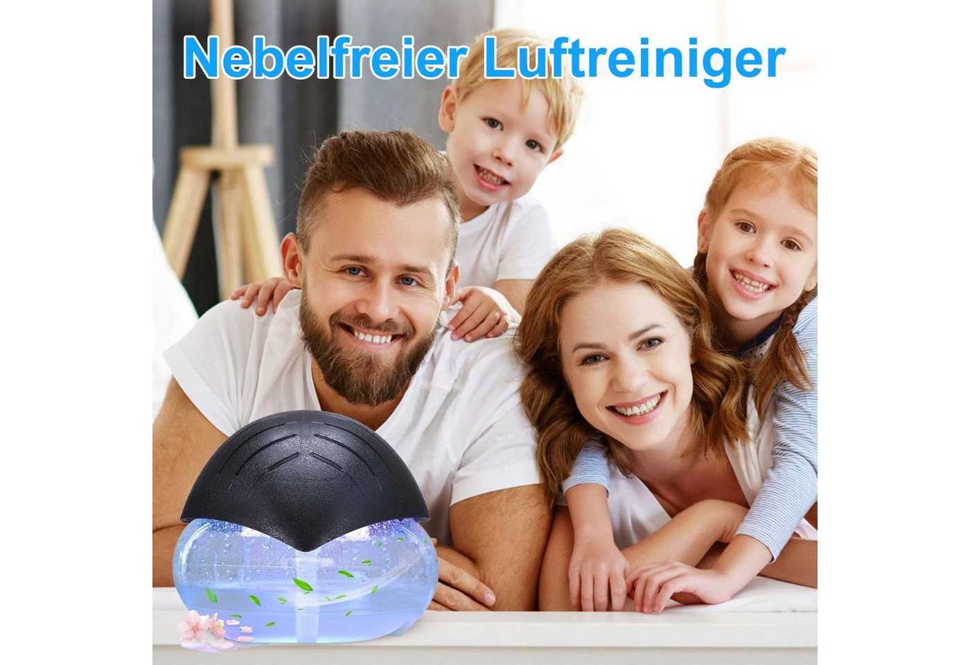 FELIXLEO Elektrostatik-Luftreiniger Wasserbasierter Luftreiniger mit Luftbefeuchtung 12h LED Schwarz Bild 3