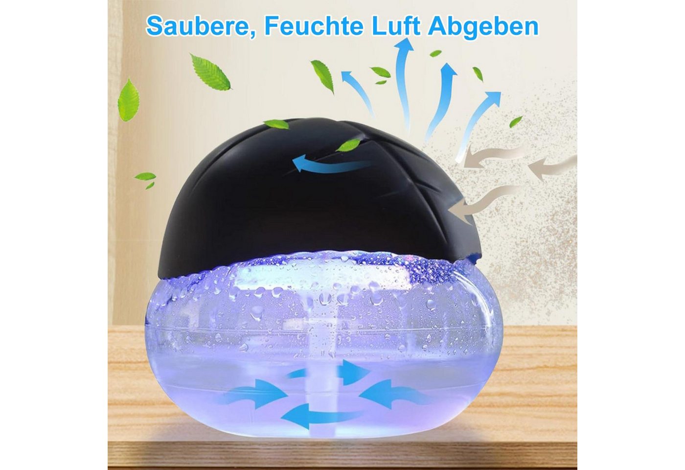 FELIXLEO Elektrostatik-Luftreiniger Wasserbasierter Luftreiniger mit Luftbefeuchtung 12h LED Schwarz Bild 4