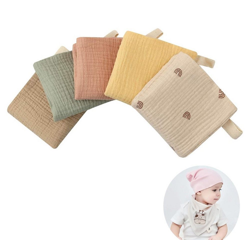 TUWENA Spucktuch 5 Stück Baby Musselin Waschlappen, Handtücher für Neugeborene 23x23cm, (5-tlg), Mehrweg Baby Waschlappen, Zum Füttern Wischen Waschen- Zufällige Farbe Bild 3
