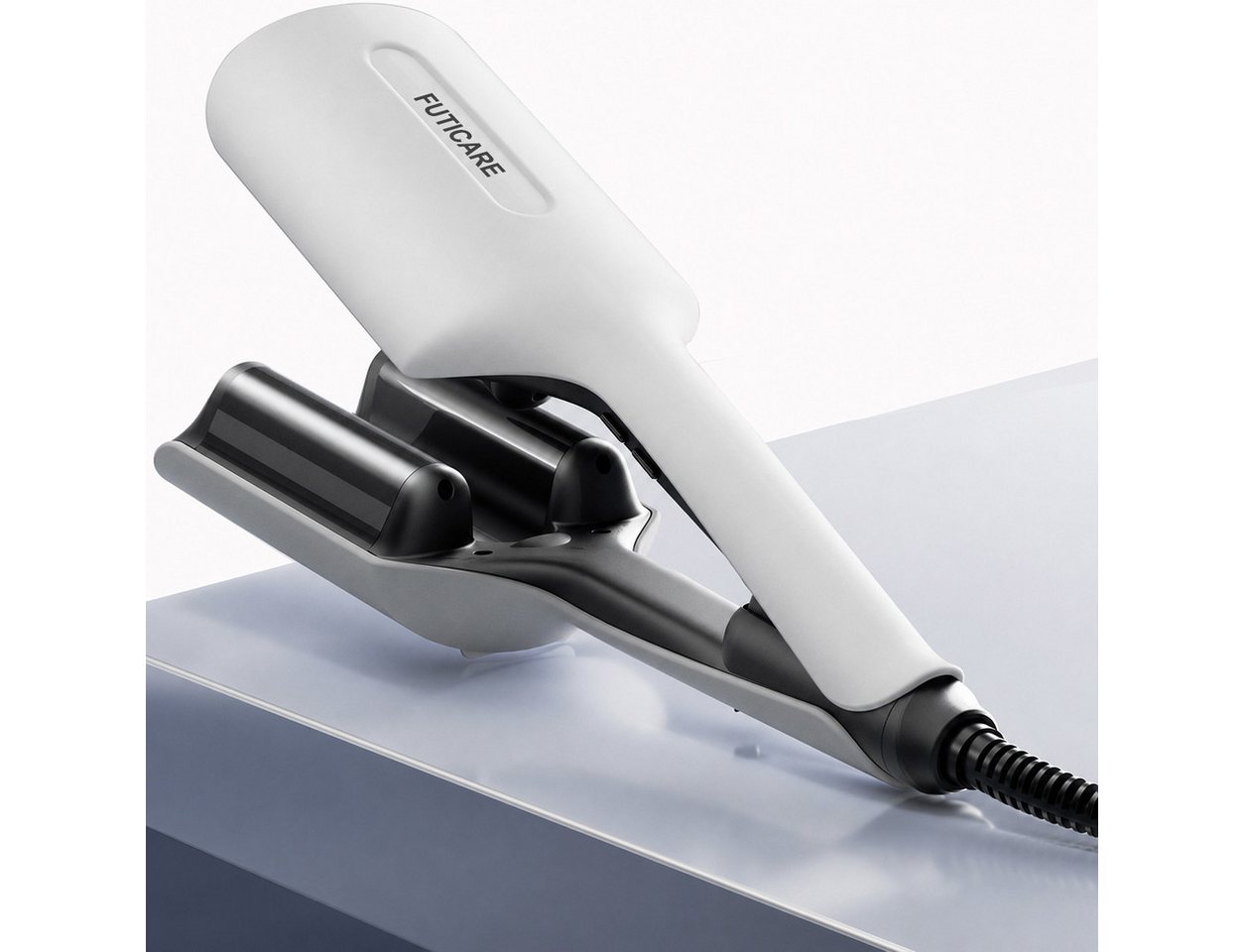 Futicare Lockenstab Hairstyler Welleneisen 32 mm, 3-Barrel für natürliche Wellen, Ionen-Technologie, 3 Temperaturstufen, LED-Display, Schnellaufheizung, für kurze & lange Haare