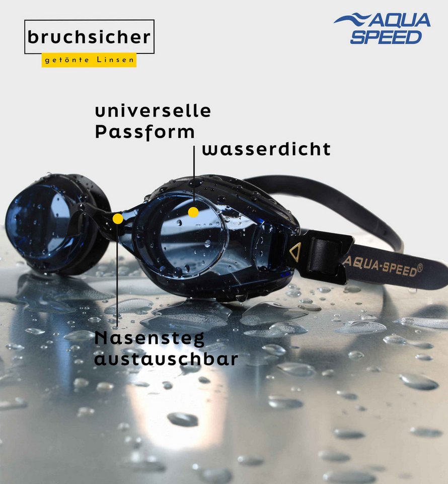 Aqua Speed Schwimmbrille mit Sehstärke für Kurzsichtige Dioptrien: -4.0 inkl. Box, (Lumina schwarz getönte Gläser -4,0), Druckfrei auf Augen und Nase bequem Bild 2