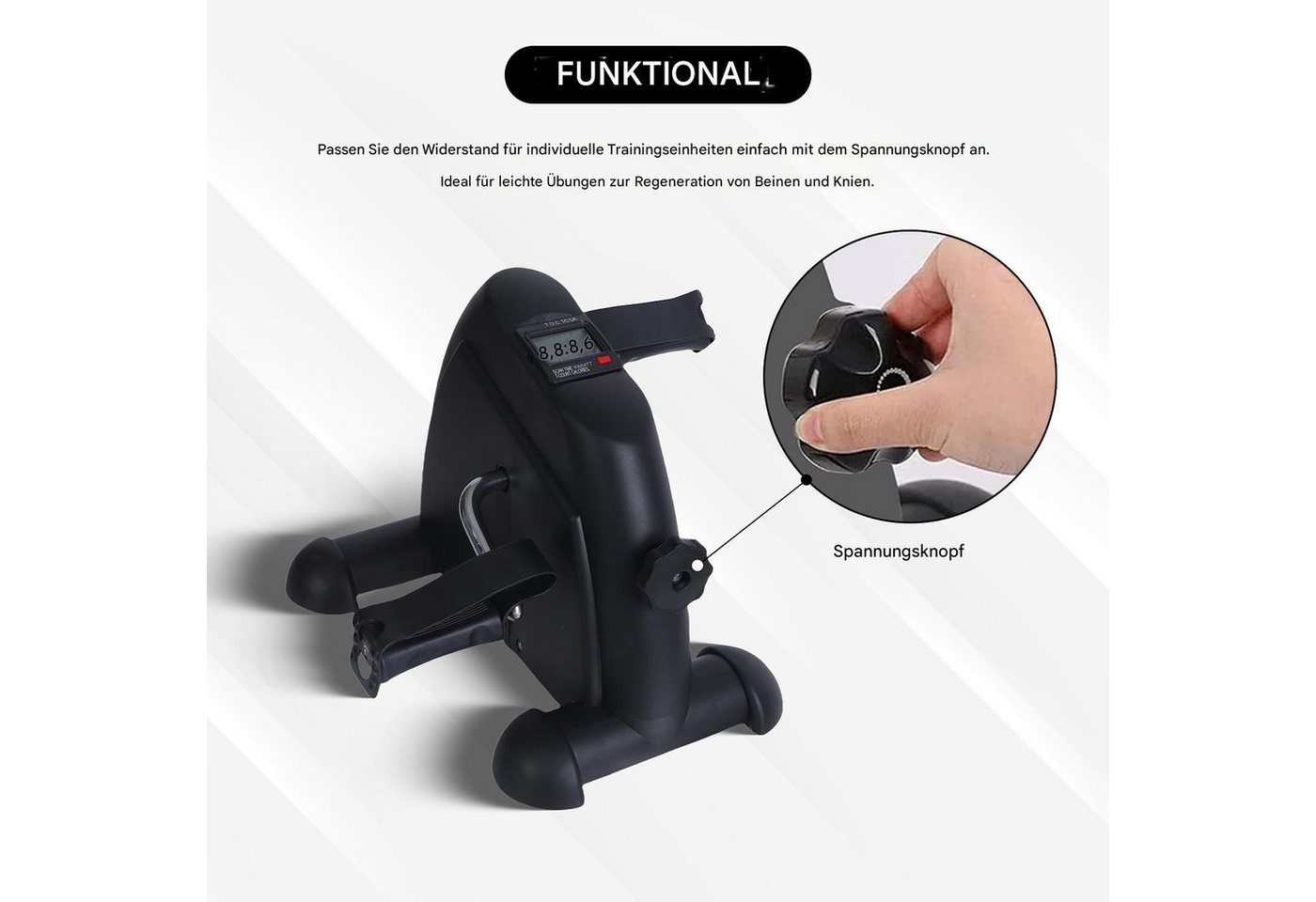 Endless Multitrainer Portable Pedal Exerciser mit Digital Monitor, Fuß-Zyklus, (Das Paket enthält 1 tragbaren Pedal-Heimtrainer, Material: Legierter Stahl), Tragbarer Pedaltrainer für Arm- und Beintraining Bild 3