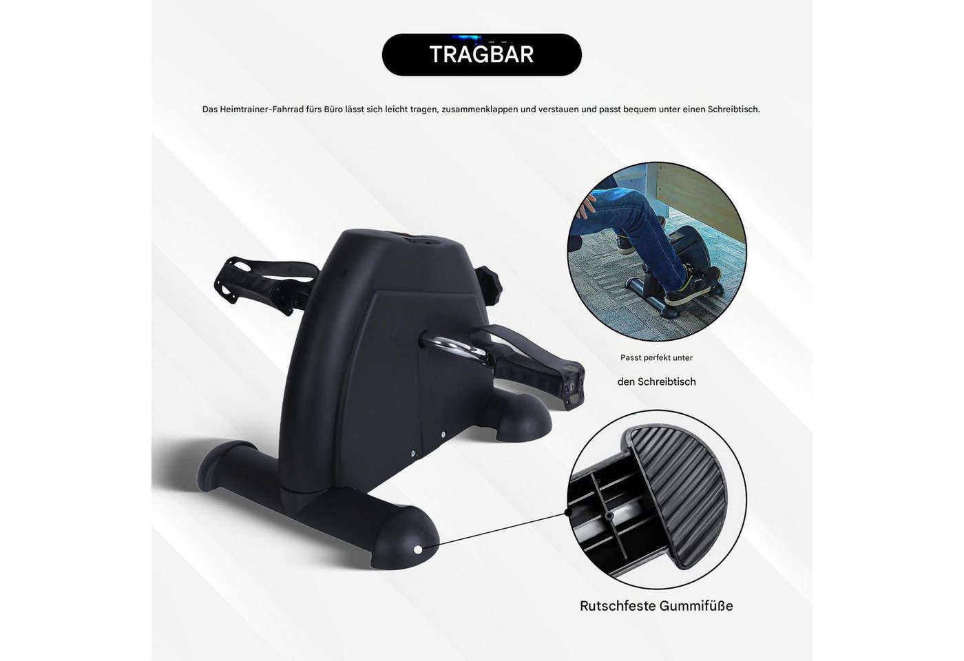 Endless Multitrainer Portable Pedal Exerciser mit Digital Monitor, Fuß-Zyklus, (Das Paket enthält 1 tragbaren Pedal-Heimtrainer, Material: Legierter Stahl), Tragbarer Pedaltrainer für Arm- und Beintraining Bild 5
