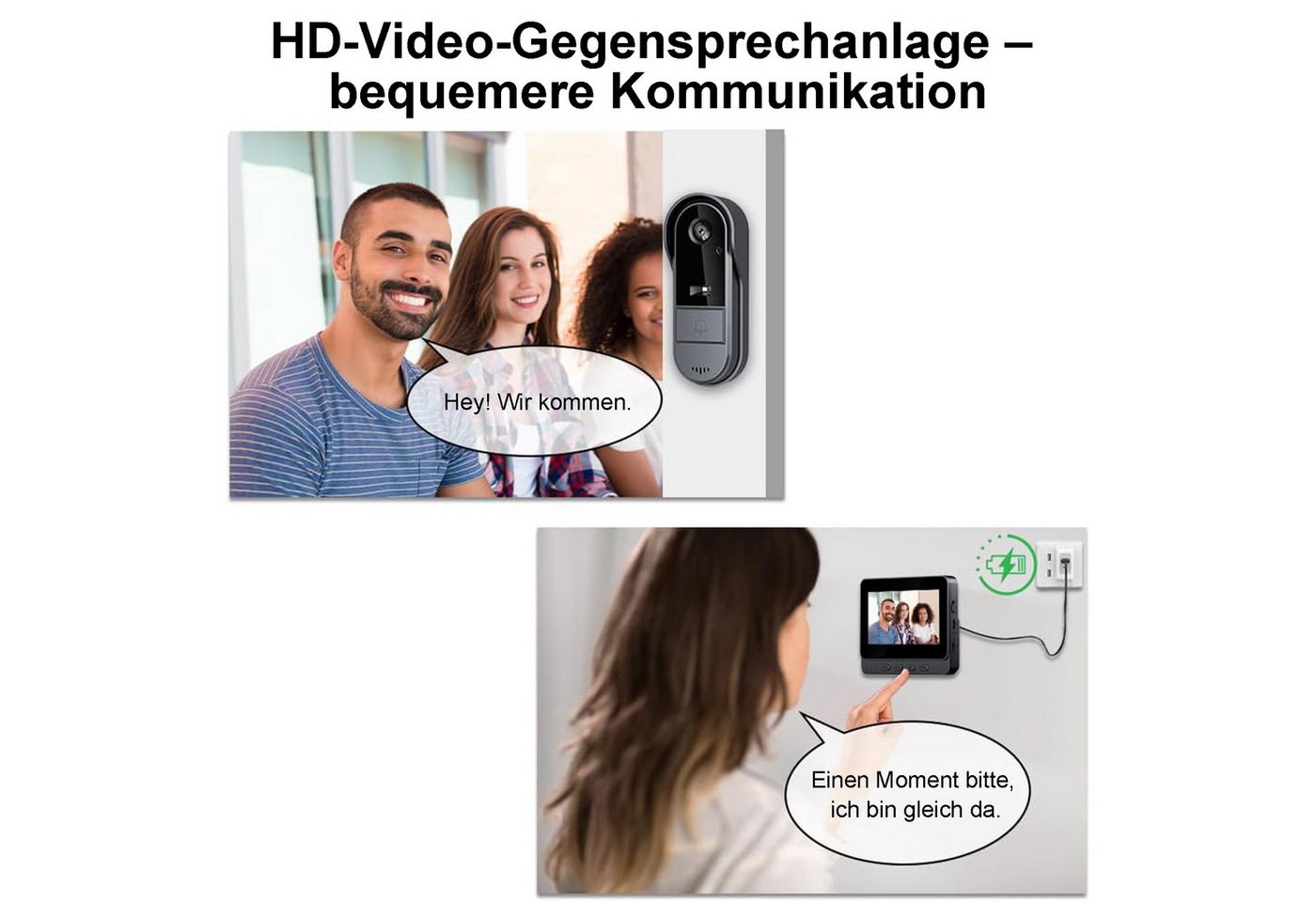Senmudi Smart Home Türklingel Drahtlose Türklingel mit Kamera 1080P IP65 Wasserdicht (Video Türklingel 4,3Zoll, mit 170°HD Kamera, IPS Bildschirm Funkklingel, Kabellose Türklingel mit IR-Nachtsicht, Zwei-Wege-Audio, Aktivierung, 1800mAh Akuu Drahtlose Video Türklingel, ideal für Mehrfamilienhäuser und Apartments) Bild 4