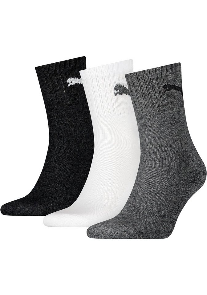 PUMA Sportsocken short crew (3-Paar) im 3er-Pack, mit gepolsterter Frottee-Sohle, atmungsaktiv, elastisch