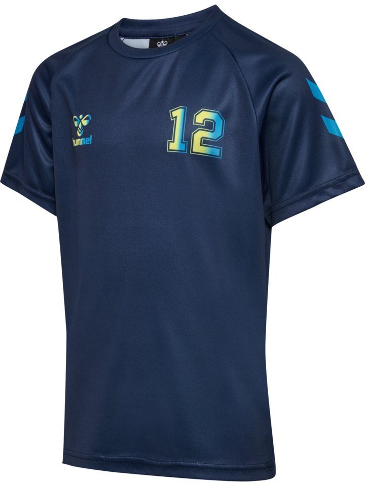 hummel Sportanzug hmlSHIMMER SET (Set, 0-tlg), Set aus Shorts und T-Shirt, mit schimmernden Details, bequeme Passform