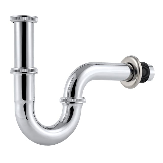 Edelstahl-Siphon für Waschbecken, Universell 1-1/4" Verstellbarer Ablaufschlauch, Röhrensiphon Chrom.