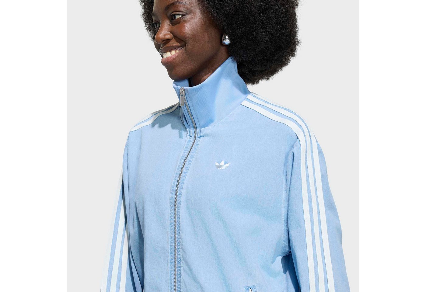 adidas Originals Outdoorjacke ADIDAS ORIGINALS SUMMER GLOW LIGHT DENIM FIREBIRD TRACK für Erwachsene, mit Reißverschluss, aus Baumwolle
