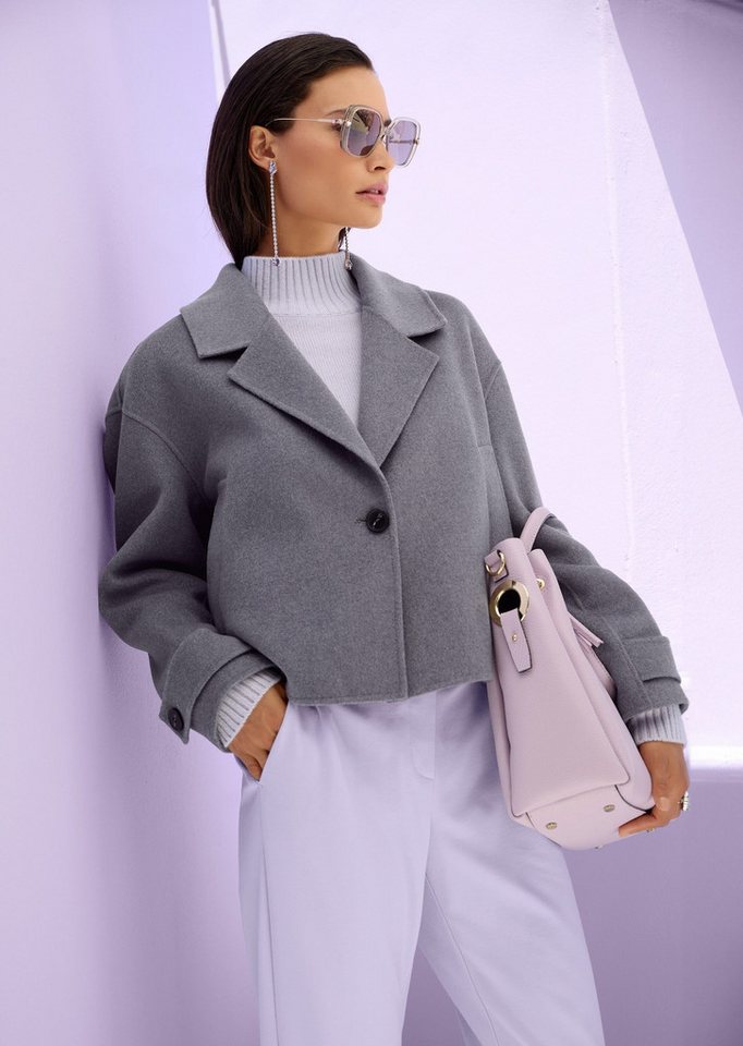 MADELEINE Outdoorjacke Jas. Zuiver wol Reverskragen, Ein-Knopf, Langarm Bild 2